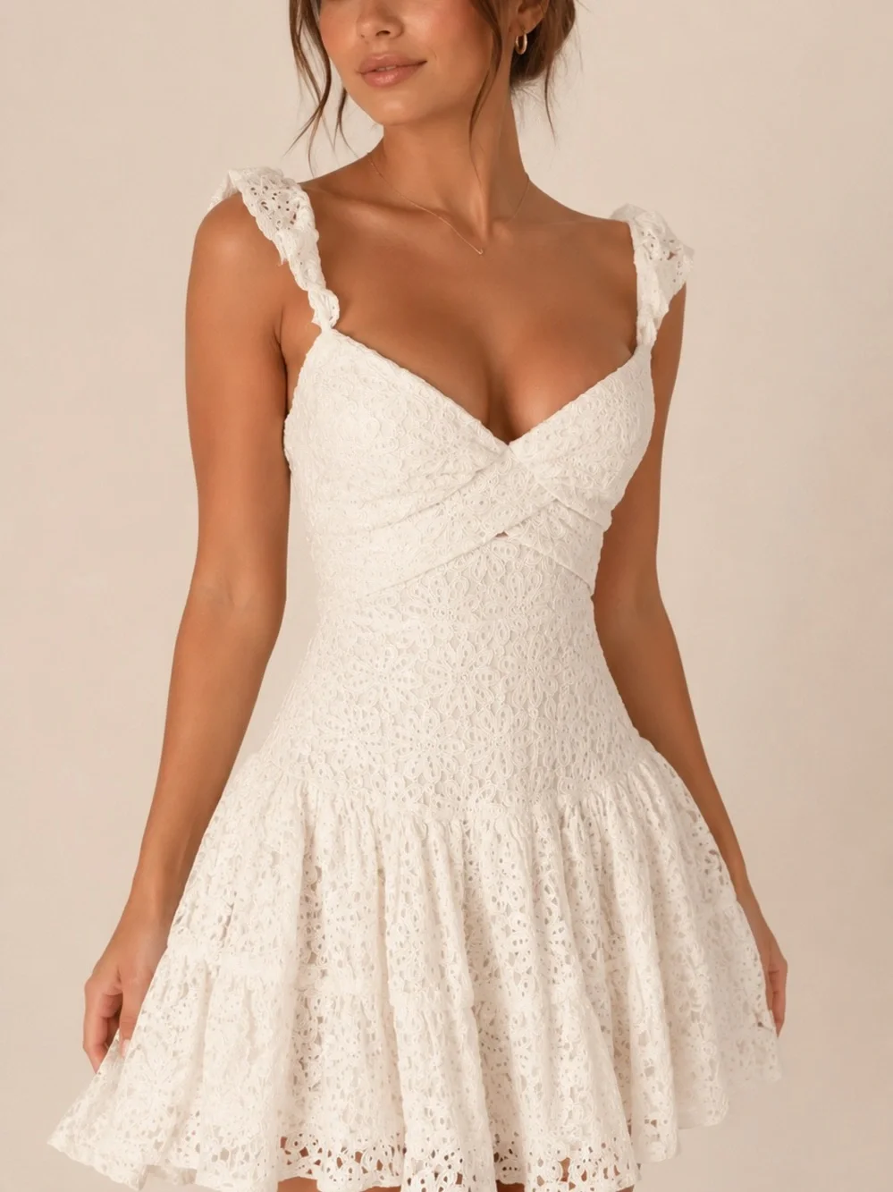 Lace Ruffle Mini Dress - Picture 7 of 7